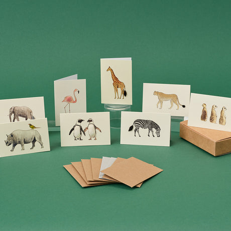 Boxed Collection of Mini Safari Animals cards - 8 cards