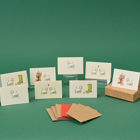 Boxed Collection of Mini Westie Dog cards - 8 cards
