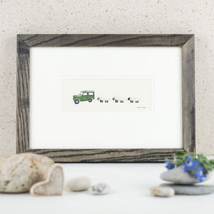 Sheep and Land Rover bespoke Print