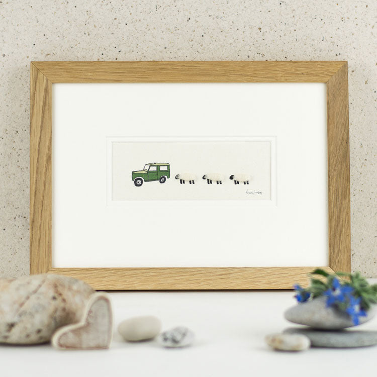 Sheep and Land Rover bespoke Print