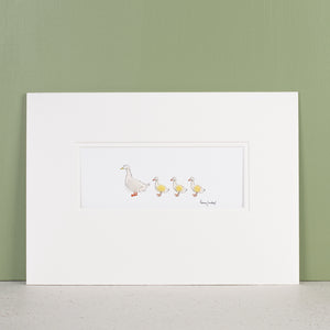 Duck bespoke Print - Aylesbury duck and ducklings