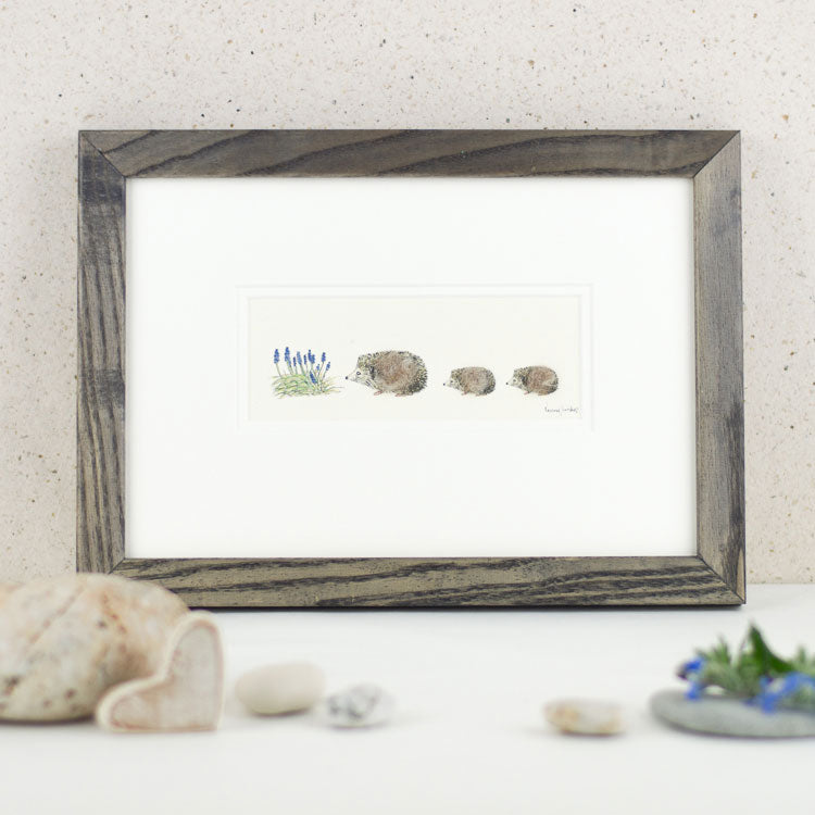 Hedgehogs and Flowers bespoke Print