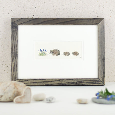 Hedgehogs and Flowers bespoke Print
