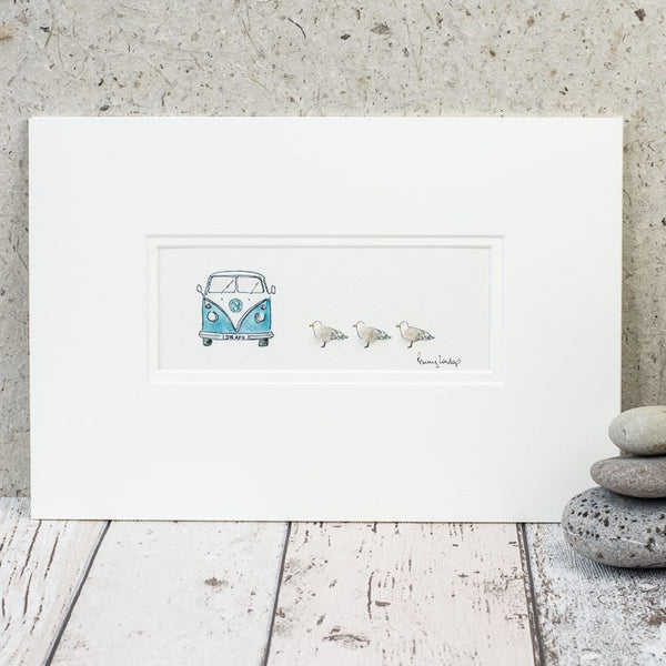 Seagulls & Campervan bespoke Print