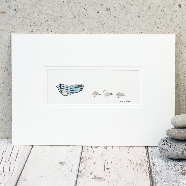 Seagulls & Fishing boat bespoke print