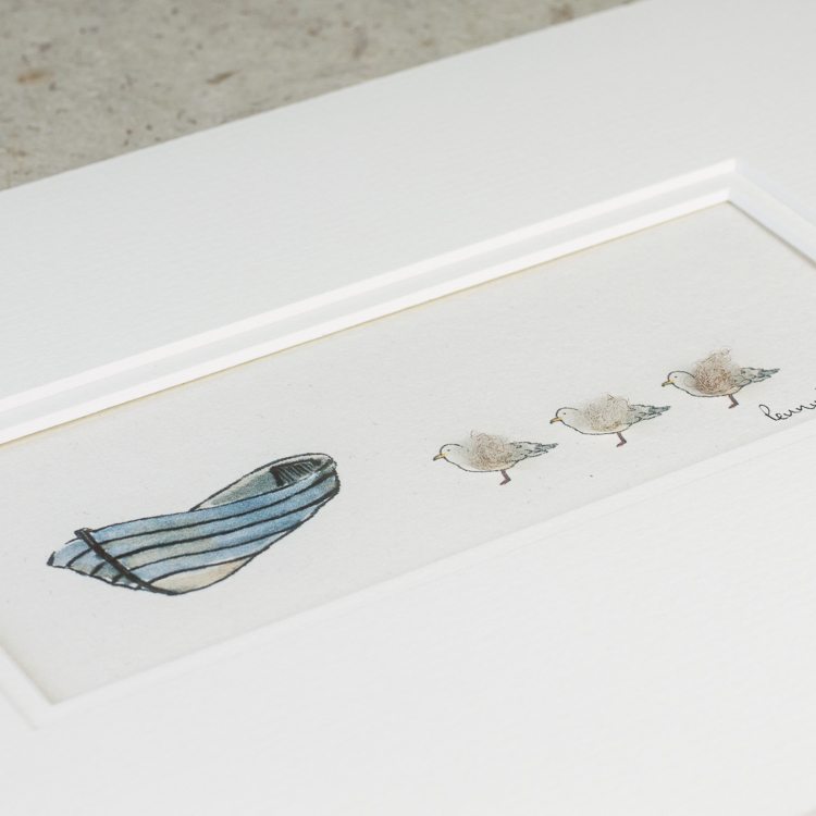 Seagulls & Fishing boat bespoke print