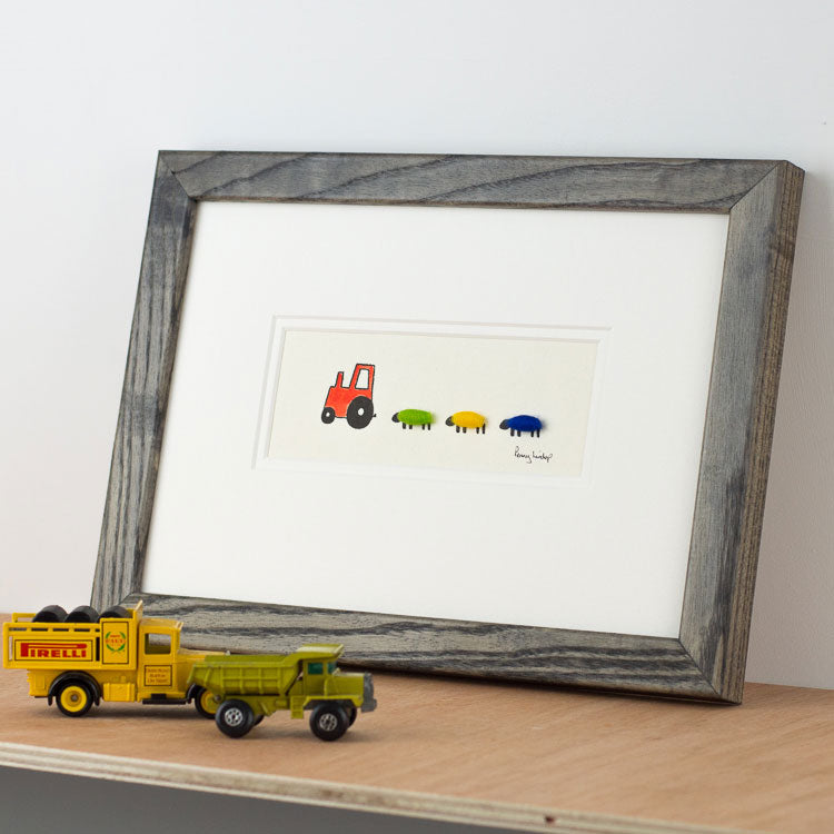 Nursery Tractor & Sheep bespoke Print - Red
