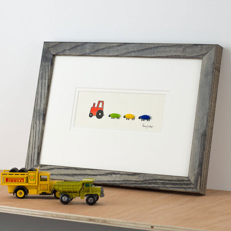 Nursery Tractor & Sheep bespoke Print - Red