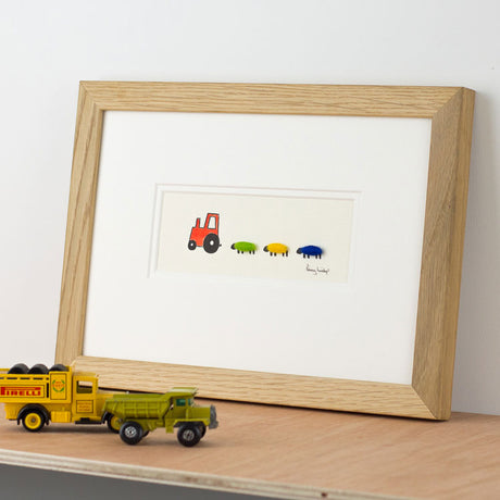 Nursery Tractor & Sheep bespoke Print - Red