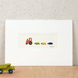 Nursery Tractor & Sheep bespoke Print - Red