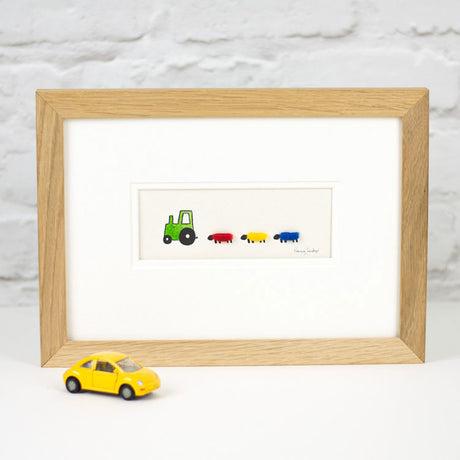 Nursery Tractor & Sheep bespoke Print - Green