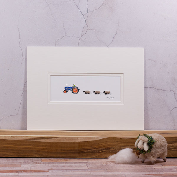 Sheep and Ford tractor bespoke print