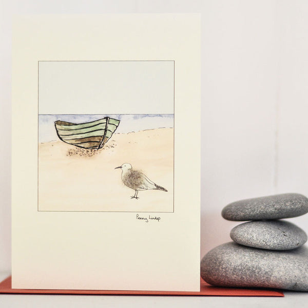 Fishing Boat & Gull greetings card