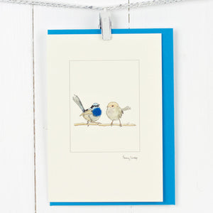 Australian Blue Wren Card