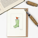 Robin on Wellies greetings card