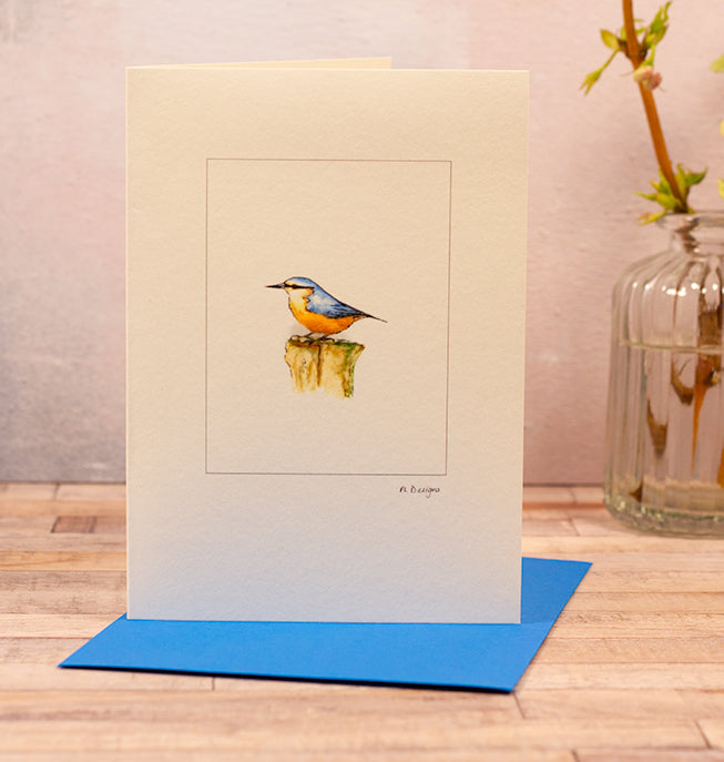 Nuthatch bird greetings card