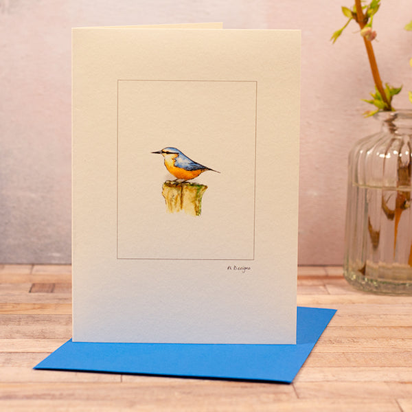 Nuthatch bird greetings card