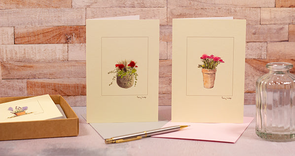 Boxed set of 5 Flower greeting cards