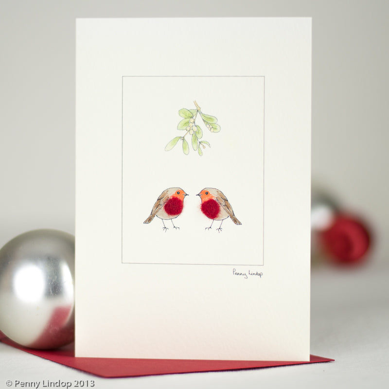 Robin and Mistletoe Christmas card