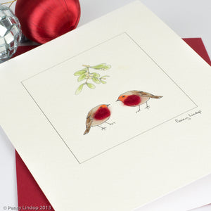 Robin and Mistletoe Christmas card