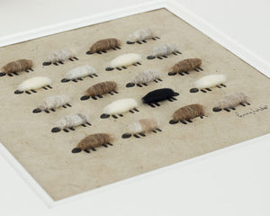 Natural Flock of Sheep Print - Square