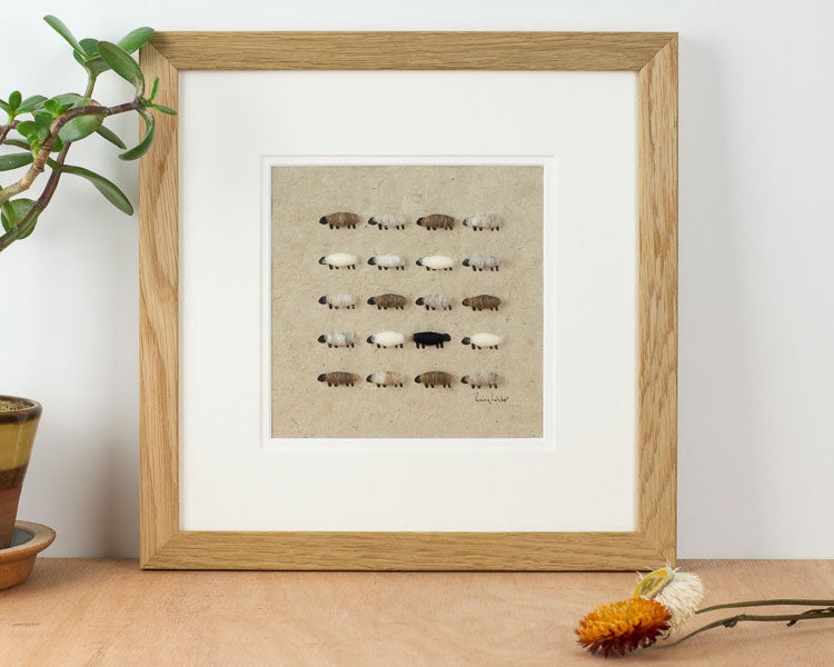 Natural Flock of Sheep Print - Square