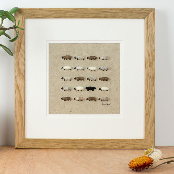 Natural Flock of Sheep Print - Square