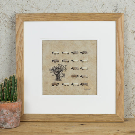 Oak Tree and Sheep Print