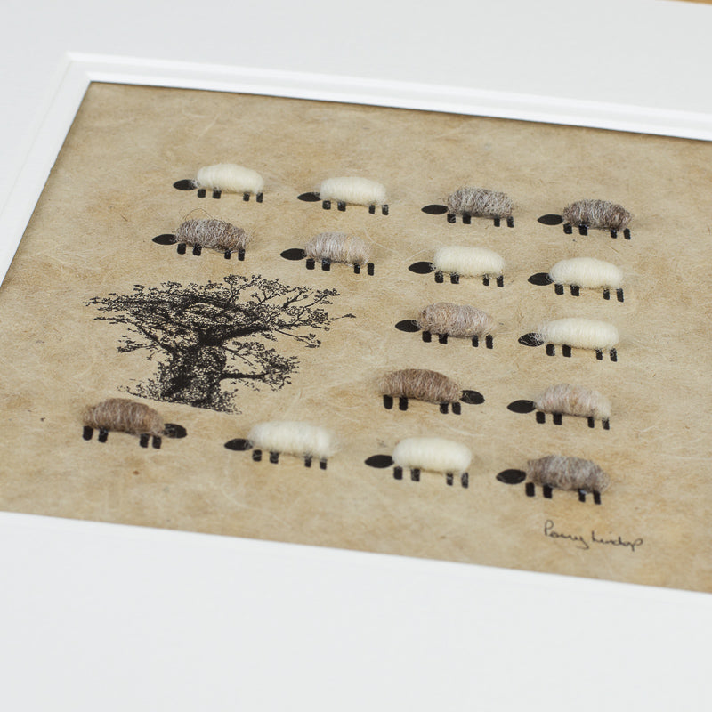Oak Tree and Sheep Print