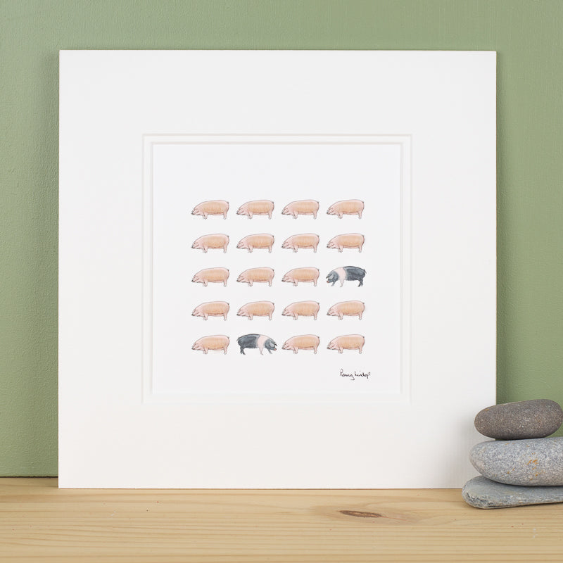 Pigs print with 20 pigs