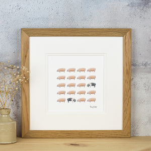 Pigs print with 20 pigs