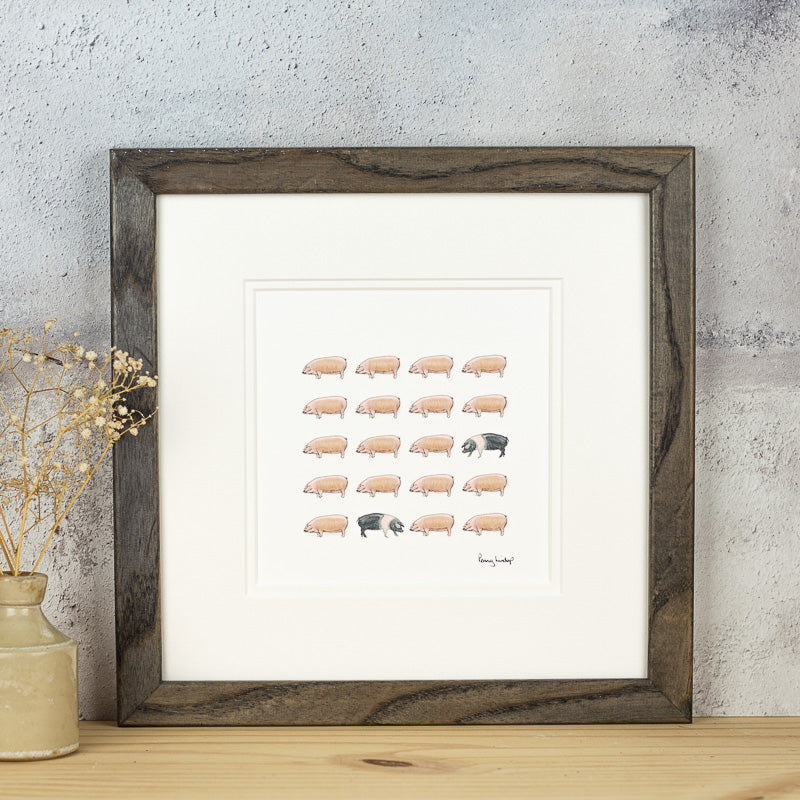 Pigs print with 20 pigs
