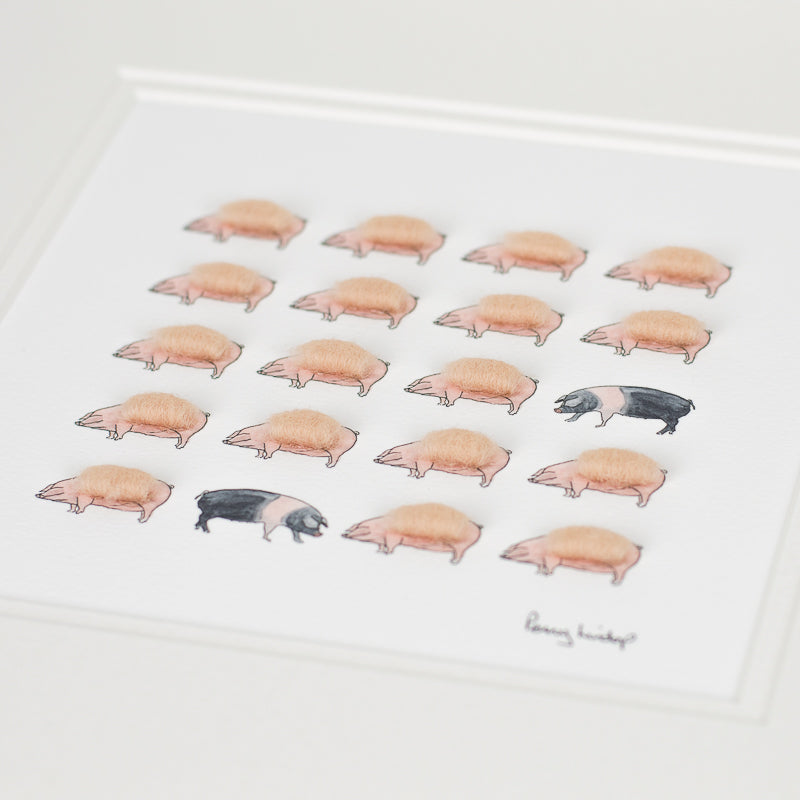 Pigs print with 20 pigs