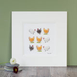 Bantam Chickens bespoke Square Print