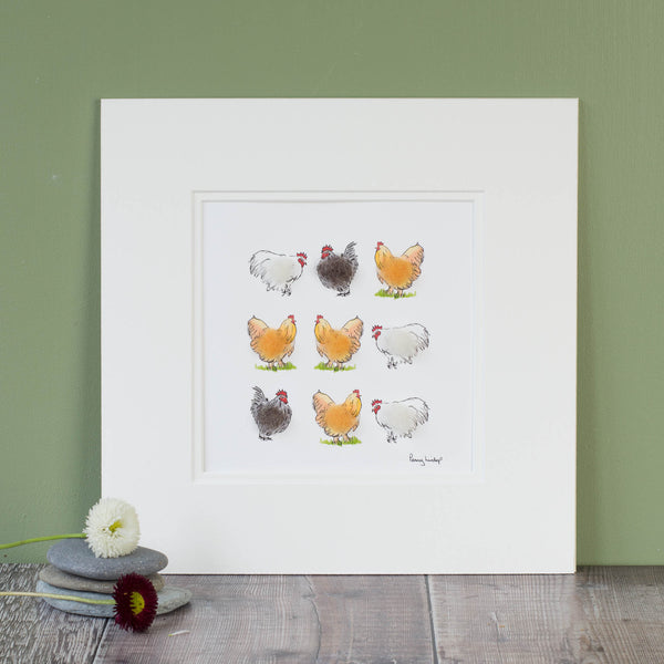 Bantam Chickens bespoke Square Print