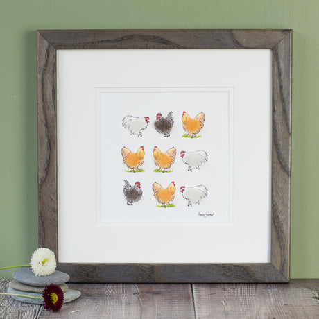 Bantam Chickens bespoke Square Print