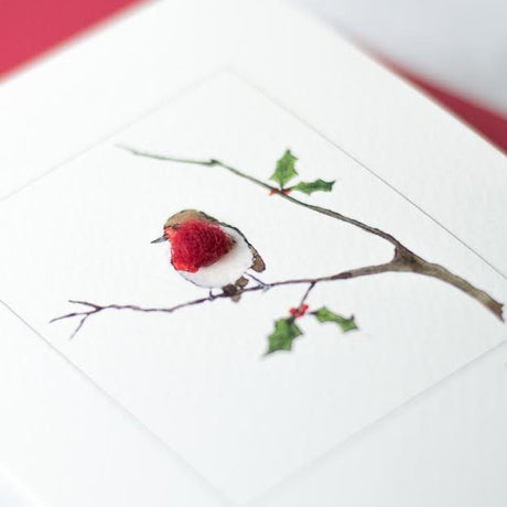 Robin & Holly Branch Christmas card