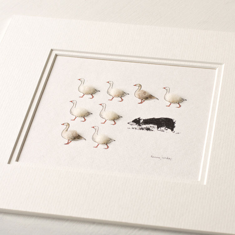 Geese and Border Collie bespoke Print