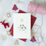 Penguins & Mistletoe Christmas card
