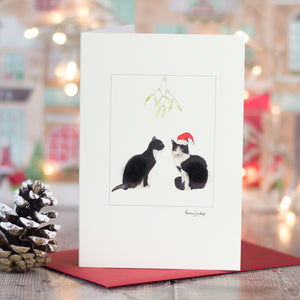 Cat Christmas Card - black and white cats