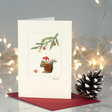 Squirrel under a Pine sprig Christmas card