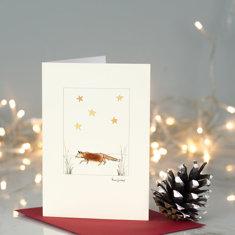 Fox under the stars Christmas card