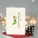 Fox in a Stocking Christmas card