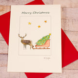 Reindeer & Sleigh Christmas card