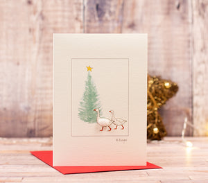 Geese & fir tree Christmas card