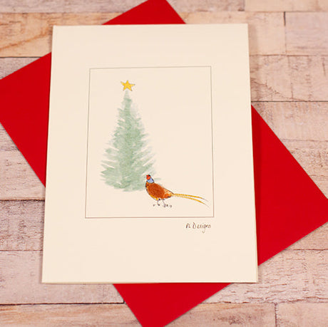 Pheasant & Fir tree Christmas card