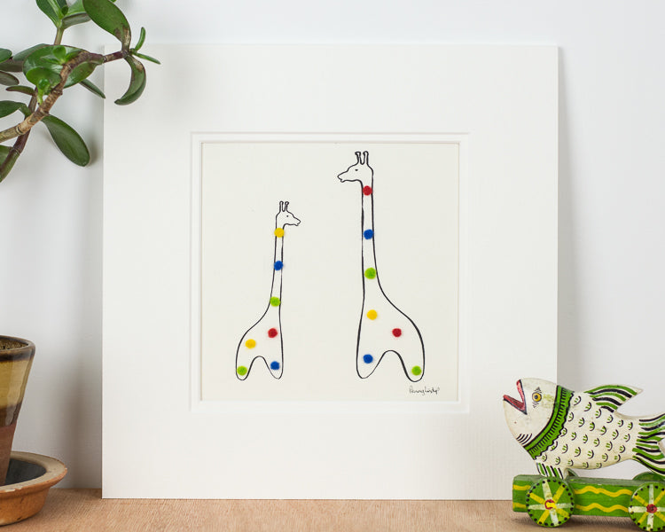Giraffe bespoke Print with 2 Spotty Giraffes
