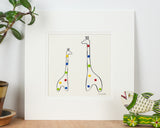 Giraffe bespoke Print with 2 Spotty Giraffes
