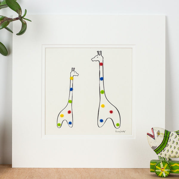 Giraffe bespoke Print with 2 Spotty Giraffes