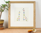 Giraffe bespoke Print with 2 Spotty Giraffes